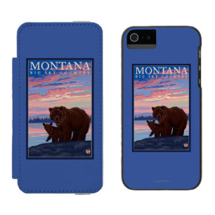 Capa Carteira Incipio Watson™ Para iPhone 5 Urso de MontanaMomma e viagens vintage de Cub