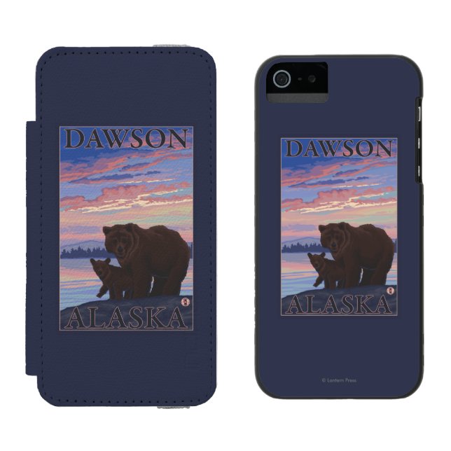 Capa Carteira Para iPhone, Incipio Urso e Cub - Dawson, Alaska (Lado a lado)