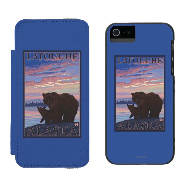 Capa Carteira Para iPhone, Incipio Urso e Cub - Latouche, Alaska (Lado a lado)