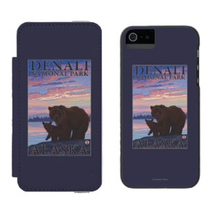 Capa Carteira Incipio Watson™ Para iPhone 5 Urso e Cub - parque nacional de Denali, Alaska