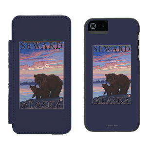 Capa Carteira Incipio Watson™ Para iPhone 5 Urso e Cub - Seward, Alaska