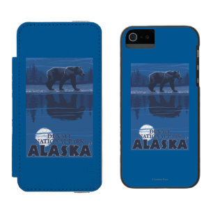 Capa Carteira Incipio Watson™ Para iPhone 5 Urso no luar - parque nacional de Denali, Alaska