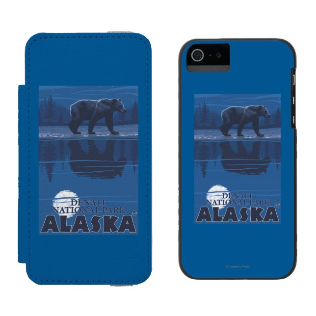 Capa Carteira Para iPhone, Incipio Urso no luar - parque nacional de Denali, Alaska (Lado a lado)