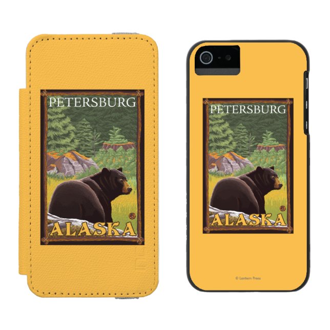 Capa Carteira Para iPhone, Incipio Urso preto na floresta - Petersburgo, Alaska (Lado a lado)