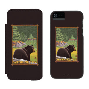 Capa Carteira Incipio Watson™ Para iPhone 5 Urso preto na floresta - Washington