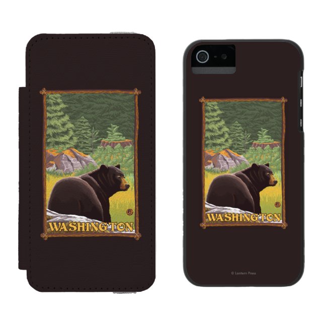 Capa Carteira Para iPhone, Incipio Urso preto na floresta - Washington (Lado a lado)