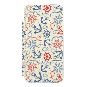 Capa Carteira Incipio Watson™ Para iPhone 5 Vermelho e fundo do marinho com âncora