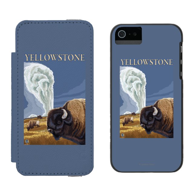 Capa Carteira Para iPhone, Incipio YellowstoneBison com fiel velho (Lado a lado)