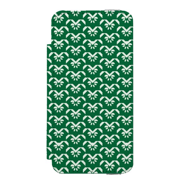 Capa Carteira Para iPhone, Incipio Ziguezague floral verde (Frente do fólio)