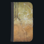 Capa Carteira Para Samsung Galaxy S4 Abstrato Silhouette Pintura em Fundo de Tom<br><div class="desc">O fundo desta pintura de Jennifer Goldberger parece uma mesa com uma fenda perfurada. Há também uma abstrato de silhueta de uma flor feita em tinta branca,  que mal supera o fundo marrom.</div>