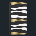 Capa Carteira Para Samsung Galaxy S5 Abstrato Zebra Stripes, Dourado preto e branco<br><div class="desc">Elegante preto branco e ouro sotaque abstrato wavy zebra stripes padrão</div>