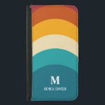 Capa Carteira Para Samsung Galaxy S5 Arco-Íris Monograma Nome Personalizado Retroativo<br><div class="desc">Este design apresenta uma cor retrorreflectora do pôr do sol com faixas da curva do arco-íris. Você pode personalizar facilmente o monograma e o nome conforme as suas necessidades.</div>