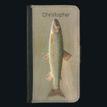 Capa Carteira Para Samsung Galaxy S5 Arte de Pesca de Peixes Vintage Brook Americano<br><div class="desc">Este design apresenta uma ilustração antiga do Peixe de Trutas Brook Americano. Perfeito para todos os pescadores e entusiastas da pesca. Texto personalizável em fonte preta.</div>