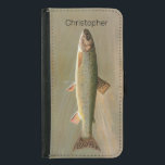 Capa Carteira Para Samsung Galaxy S5 Arte de Pesca de Peixes Vintage Brook Americano<br><div class="desc">Este design apresenta uma ilustração antiga do Peixe de Trutas Brook Americano. Perfeito para todos os pescadores e entusiastas da pesca. Texto personalizável em fonte preta.</div>