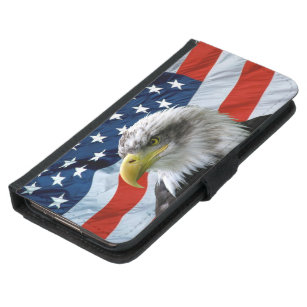 Capa Carteira Para Samsung Galaxy S5 Bandeira americana da águia americana