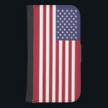 Capa Carteira Para Samsung Galaxy S4 Bandeira dos Estados Unidos<br><div class="desc">Bandeira americana patriótica,  vermelha,  branca e design azul.</div>