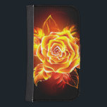 Capa Carteira Para Samsung Galaxy S4 Blooming Fire Rosa<br><div class="desc">Rosa a sangrar do fogo e chama em fundo preto.</div>