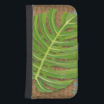 Capa Carteira Para Samsung Galaxy S4 Bloquear Palma de Impressão no Fundo do Wicker<br><div class="desc">Chariklia Zarris criou esta peça de impressão de palma. O castanho de fundo mais perverso cria uma sensação de terra deslumbrante para a folha de palma descansar. Se você não pode ter sua palmeira,  esta é a próxima melhor coisa!</div>
