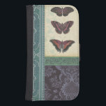 Capa Carteira Para Samsung Galaxy S4 Borboleta Decorativa Brocade pelo Vision Studio<br><div class="desc">Este design de brocade decorativo do Vision Studio apresenta borboletas com impressões florais em blocos separados. O fundo brando do bloco que apresenta as borboletas contrasta bem com sua coloração escura. Peça sua cópia agora!</div>