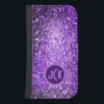 Capa Carteira Para Samsung Galaxy S4 Brilhante e cintilação roxa elegante<br><div class="desc">Glitter púrpura e brilho monograma.</div>