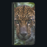 Capa Carteira Para Samsung Galaxy S5 "Caçador Silencioso: O Jaguar gaba a floresta"<br><div class="desc">A Imagem De Fechamento É Uma Jaguar De Olho Verde Na Floresta.</div>