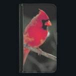 Capa Carteira Para Samsung Galaxy S5 Cardeal Vermelho Emitido em uma Ramificação de Árv<br><div class="desc">Uma bela fotografia da natureza nítida e detalhada. Um cardeal vermelho brilhante empoleirado em um galho de árvore. Vocês podem ver tufos de penas rugosas soprando suavemente ao vento. Fluffy e fofo!</div>