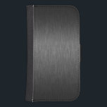 Capa Carteira Para Samsung Galaxy S4 Cinza Esmagada de Alumínio<br><div class="desc">Aspecto de alumínio escovado metálico preto. Legal design simples. Disponível em outros produtos</div>