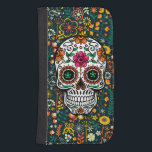 Capa Carteira Para Samsung Galaxy S4 Crânio Retro Floral Colorido<br><div class="desc">Crânio retro floral colorido.</div>