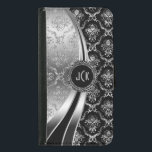 Capa Carteira Para Samsung Galaxy S5 Damasco Floral Elegante Preto e Prateado<br><div class="desc">Tonalidades pretas e prateadas brilham no damasco floral metálico. Monograma personalizado e opcional. Várias variações nesse design, com diferentes posições dos elementos. Não o brilho real ou o fino metálico, mas o efeito da imagem digital. Se precisar de ajuda para personalizar, mudar de cor ou qualquer outra coisa para qualquer...</div>