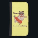 Capa Carteira Para Samsung Galaxy S4 Dança como se ninguém estivesse assistindo Pug Gir<br><div class="desc">Caráter animal engraçado sorrindo vovó posando e vestindo saia vermelha</div>