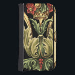 Capa Carteira Para Samsung Galaxy S4 Design Ornamental com Fronteiras Negras<br><div class="desc">Uma pintura ornamental com design floral atrativo,  fechada por bordas pretas. As cores verde e vermelha saltam dos obrigados impressão para o fundo preto. Que maravilha seria isto na sua parede? Compre e descubra!</div>