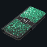 Capa Carteira Para Samsung Galaxy S5 Emerald Green faux glits brilha monograma<br><div class="desc">Personalize com seu nome e nome inicial. Linda cintilação brilhante brilhante verde inteligente brilhante. Foto de faíscas verdes não reluz!</div>