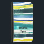 Capa Carteira Para Samsung Galaxy S5 Etiqueta de bagagem de listras pintadas com aquare<br><div class="desc">Listras pintadas de aquarelas frescas. Estas cores,  azuis,  Teais,  turquesas,  amarelas,  verdes me trazem para o mediterrâneo sobre lagos de montanha frescos.</div>