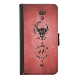 Capa Carteira Para Samsung Galaxy S5 Eu Acredito em Mim Símbolo Trader Vermelho Carmesi