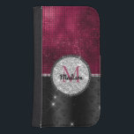 Capa Carteira Para Samsung Galaxy S4 Faux Chic Silver Glitter Burgundy Monograma preto<br><div class="desc">Bonito chic e elegante brilho fino em design preto e prateado para criar um na moda único e especial para proteger seu dispositivo. Belo, moderno e legal cobrir para o modesto conhecedor de tendências e adepto da arte. Este na moda sofisticado design seria excelente para meninas que gostam de vestir...</div>