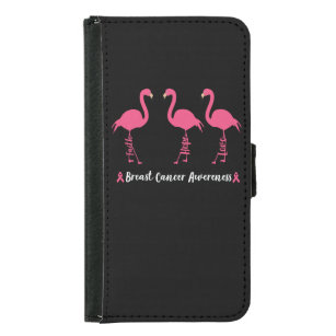 Capa Carteira Para Samsung Galaxy S5 Flamingo Faith Esperança Ama Consciência do Cancer