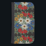 Capa Carteira Para Samsung Galaxy S4 Flor alpina suíça de Edelweiss<br><div class="desc">Uma imagem de um teste padrão floral com um olhar do bordado das flores alpinas brancas de Edelweiss de Europa em seu produto. Cores azuis,  vermelhas,  amarelas,  e brancas. Alpinum do Leontopodium da suiça,  da Alemanha,  e da Áustria.</div>