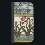 Capa Carteira Para Samsung Galaxy S4 Flores de vidro manchadas com borda de estanho<br><div class="desc">Uma bela peça de vidro manchada,  apresenta flores crescendo a partir de água estilizada no fundo e um abstrato de folhas no topo. Uma compra maravilhosamente bonita que daria um presente incrível!</div>