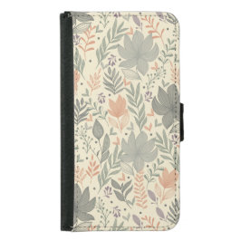 Capa Carteira Para Samsung Galaxy S5 Flores Desenhadas à Mão