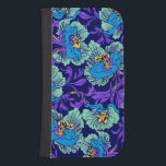 Capa Carteira Para Samsung Galaxy S4 Flores roxas e azuis William Morris<br><div class="desc">Caso da Samsung Galaxy Wallet que inclui as flores design têxteis de William Morris,  púrpura,  e azuis (1834-1896). Lindas flores decoram um pano de fundo roxo escuro. Um presente maravilhoso para entusiastas da arte vitoriana.</div>