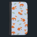 Capa Carteira Para Samsung Galaxy S4 Folha de Raposa Esbranquiçada e Padrão Flor<br><div class="desc">Esse padrão fofo é feito de uma pequena raposa branca em diferentes poses com design de folha e flor. O fundo é um azul claro bonito para destacar a cor das raposas. O esquema de espuma é perfeito como um cobrir protetor para seus dispositivos.</div>
