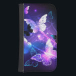 Capa Carteira Para Samsung Galaxy S4 Fundo com Borboletas Noturnas<br><div class="desc">Fundo preto com borboletas noturnas brilhantes. Borboletas noturnas. Design com borboletas.</div>