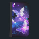 Capa Carteira Para Samsung Galaxy S4 Fundo com Borboletas Noturnas<br><div class="desc">Fundo preto com borboletas noturnas brilhantes. Borboletas noturnas. Design com borboletas.</div>