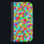 Capa Carteira Para Samsung Galaxy S4 Funky Bright Colorida Pixels Mosaico<br><div class="desc">Este mosaico brilhante e engraçado de padrões de pixels faz um cobrir de proteção único e dinâmico para a sua tecnologia. Projetado por Designs de Lark</div>