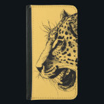 Capa Carteira Para Samsung Galaxy S5 Ilustração do Leopardo Desenhado à Mão Negra e Ama<br><div class="desc">Um desenho realista de leopardo preto e amarelo. Legal manchas pretas com sua boca aberta e rugindo,  mostrando seus dentes pontiagudos. Feroz e bonita.</div>
