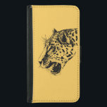 Capa Carteira Para Samsung Galaxy S5 Ilustração do Leopardo Desenhado à Mão Negra e Ama<br><div class="desc">Um desenho realista de leopardo preto e amarelo. Legal manchas pretas com sua boca aberta e rugindo,  mostrando seus dentes pontiagudos. Feroz e bonita.</div>