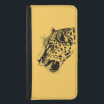 Capa Carteira Para Samsung Galaxy S5 Ilustração do Leopardo Desenhado à Mão Negra e Ama<br><div class="desc">Um desenho realista de leopardo preto e amarelo. Legal manchas pretas com sua boca aberta e rugindo,  mostrando seus dentes pontiagudos. Feroz e bonita.</div>