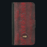 Capa Carteira Para Samsung Galaxy S5 Impressão de Couro de Snakeskin Vermelho, em Monog<br><div class="desc">Padrão de couro Red Snakeskin personalizado 3D Design de monograma embutido Você pode editar o texto.</div>