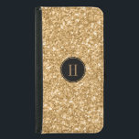 Capa Carteira Para Samsung Galaxy S5 Impressão de Largura e Textura Dourada Moderna<br><div class="desc">O elegante brilho de ouro moderno e o impressão de textura brilha. O círculo preto e o monograma personalizado são opcionais.</div>
