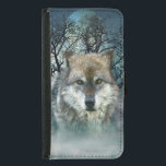 Capa Carteira Para Samsung Galaxy S5 Lua cheia de lobo em nevoeiro<br><div class="desc">Lobo Bonito numa Noite Foggy com uma Imagem de Lua Cheia. Com sombras azuis e árvores nas costas. Wolf art com imagem de foto de cores azuis vívidas.</div>